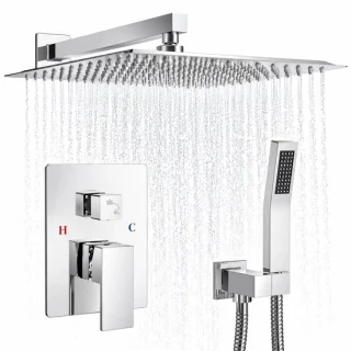 Auralum Max Luxe regendoucheset - inbouw - koper - vierkant - 30 cm