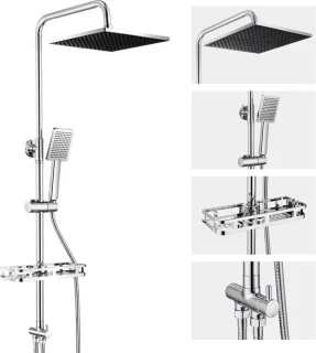 Auralum Max Luxe regendoucheset met handdouche vierkante douchekop chroom
