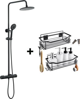 De Auralum Max Regendouche Doucheset Thermostaatkraan Zwart in één oogopslag