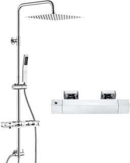 Auralum max regendouche met thermostaatkraan - 10 inch - chroom