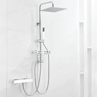 Auralum Max regendouche met thermostaatkraan, 12 inch, chroom