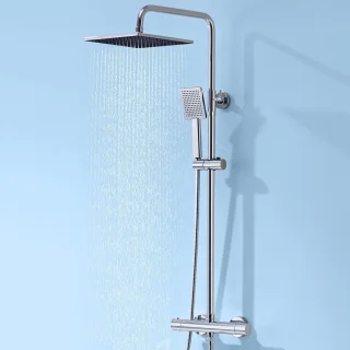 Auralum Max regendouche met thermostaatkraan 25 cm chroom