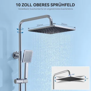 Auralum Max regendouche met thermostaatkraan 25 cm chroom