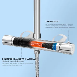 Auralum Max regendouche met thermostaatkraan 25 cm chroom
