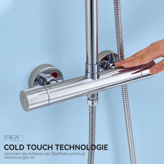 Auralum Max regendouche met thermostaatkraan 25 cm chroom