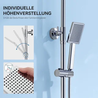 Auralum Max regendouche met thermostaatkraan 25 cm chroom