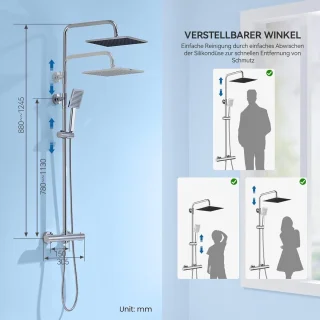Auralum Max regendouche met thermostaatkraan 25 cm chroom