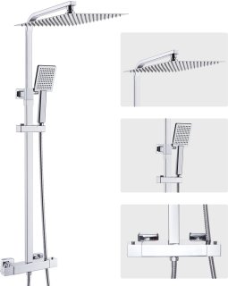 De Auralum MAX Regendouche met thermostaatkraan Doucheset Chroom in één oogopslag