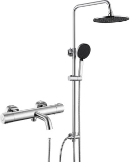 Auralum Max Regendouche Met Thermostaatkraan - Doucheset - Inclusief thermostaatkraan badkraan en planchet - Met CoolTouch technologie - 10 inch Douchekop - Handdouche met 4 standen - Waterbesparend - Chroom