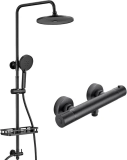 Auralum max regendouche met thermostaatkraan – doucheset zwart – Ø 25 cm