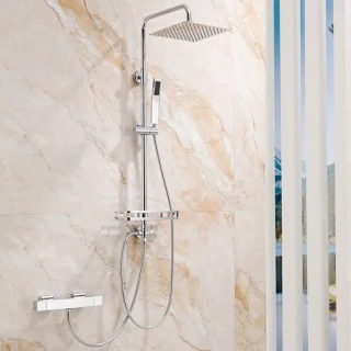Auralum max regendouche met thermostaatkraan en handdouche 25 cm chroom