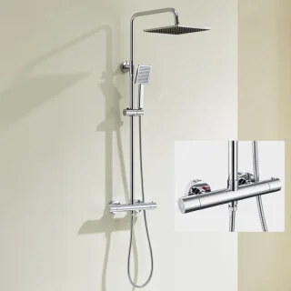 Auralum Max regendouche Ø 25.4 cm met thermostaatkraan chroom