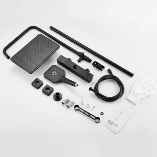 Auralum Max Regendouche thermostaat doucheset mat zwart