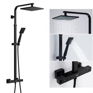 De Auralum Max Regendouche Thermostaat Doucheset Zwart in één oogopslag
