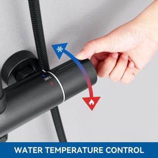 Auralum Max regendouche zwart met thermostaatkraan