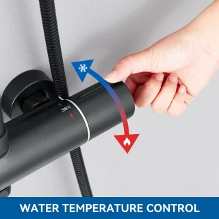 Auralum Max regendouche zwart met thermostaatkraan