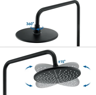 Auralum Max regendouche zwart met thermostaatkraan