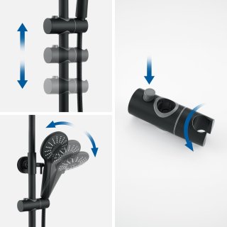Auralum Max regendouche zwart met thermostaatkraan
