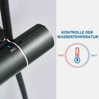 Auralum Max regendouche zwart met thermostaatkraan