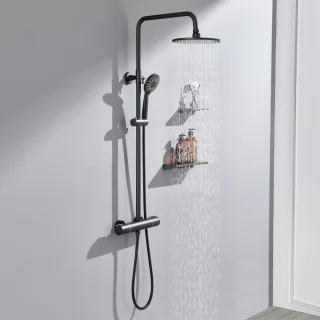 Auralum Max regendouche zwart met thermostaatkraan