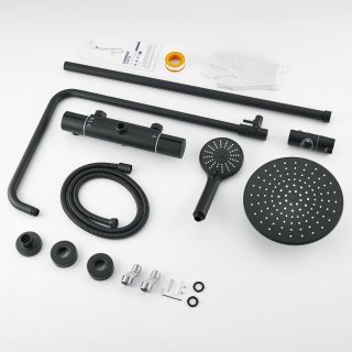 Auralum Max regendouche zwart met thermostaatkraan