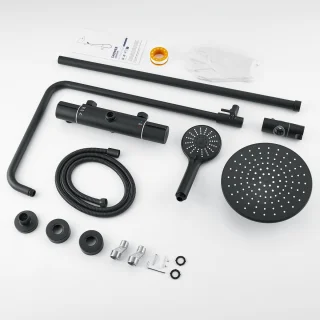 Auralum Max regendouche zwart met thermostaatkraan