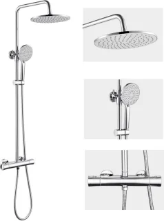 Auralum Max Regendouchekolom Chroom — stijlvolle thermostaat met gezinsvriendelijke veiligheid