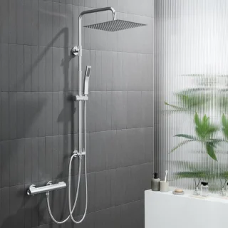 Auralum Max regendoucheset met thermostaatkraan 10 inch chroom