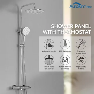 Auralum Max Regendoucheset met thermostaatkraan - Chroom