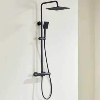 Auralum MAX Regendoucheset met Thermostaatkraan Zwart 10 inch
