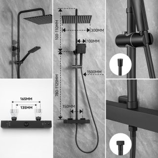 Wat vinden we goed aan de Auralum Max Regendoucheset met Thermostaatkraan Zwart