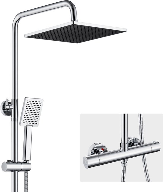 Auralum MAX Regendoucheset Thermostaat Chroom