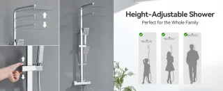 Auralum Max Regendoucheset Thermostaatkraan 12 inch Chroom