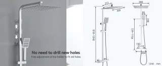 Auralum Max Regendoucheset Thermostaatkraan 12 inch Chroom