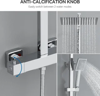 Auralum Max Regendoucheset Thermostaatkraan 12 inch Chroom