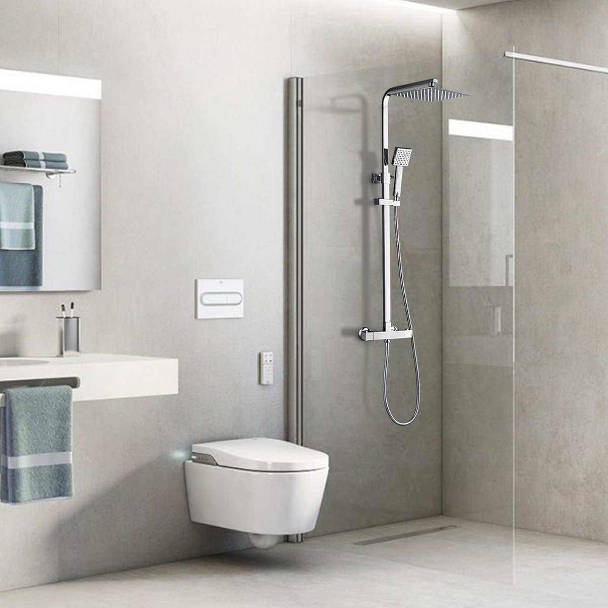 Auralum Max Regendoucheset Thermostaatkraan Chroom