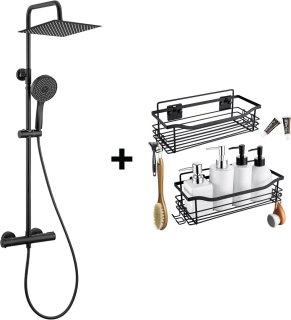 De Auralum Max Regendoucheset Thermostaatkraan Zwart in één oogopslag