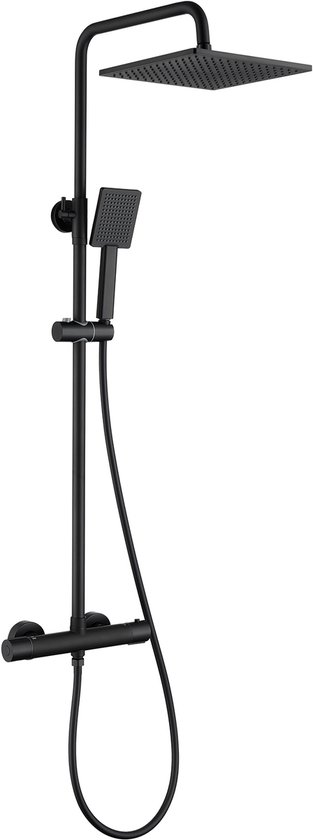 Auralum MAX Regendoucheset Zwart met Thermostaatkraan 10 inch