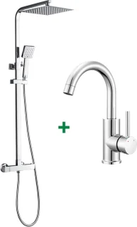 Auralum Max RVS Regendouche met Thermostaatkraan - Chroom