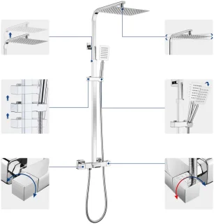 Auralum Max Thermostaat Regendouche Set RVS Chroom