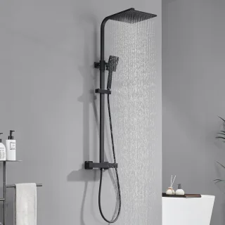 Auralum Max Thermostaat Regendoucheset Zwart