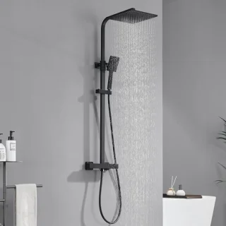 Auralum Max Thermostaat Regendoucheset Zwart