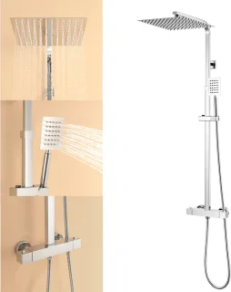 Auralum Max Thermostatische Douchekolom Regendoucheset Chroom