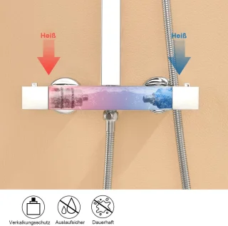 Auralum Max Thermostatische Douchekolom Regendoucheset Chroom