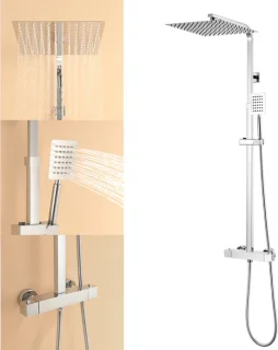 Auralum Max Thermostatische Douchekolom Regendoucheset Chroom