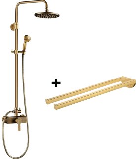 De Auralum Max Vintage Doucheset Goud (Messing & RVS) in één oogopslag