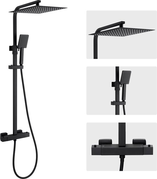 Auralum Regendouche Zwart 12 Inch Thermostaatkraan review