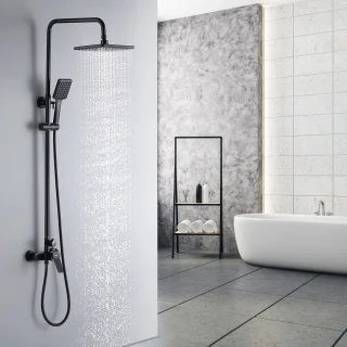 Auralum Regendoucheset Douchekolom Zwart