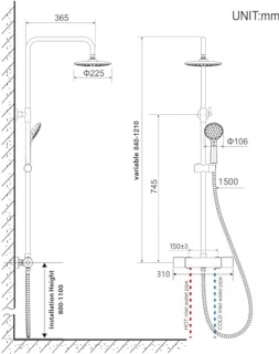 Auralum Thermostatische douchekolom
