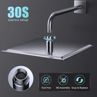 AUYI Square Rain Shower Head 30x30 cm Stainless Steel